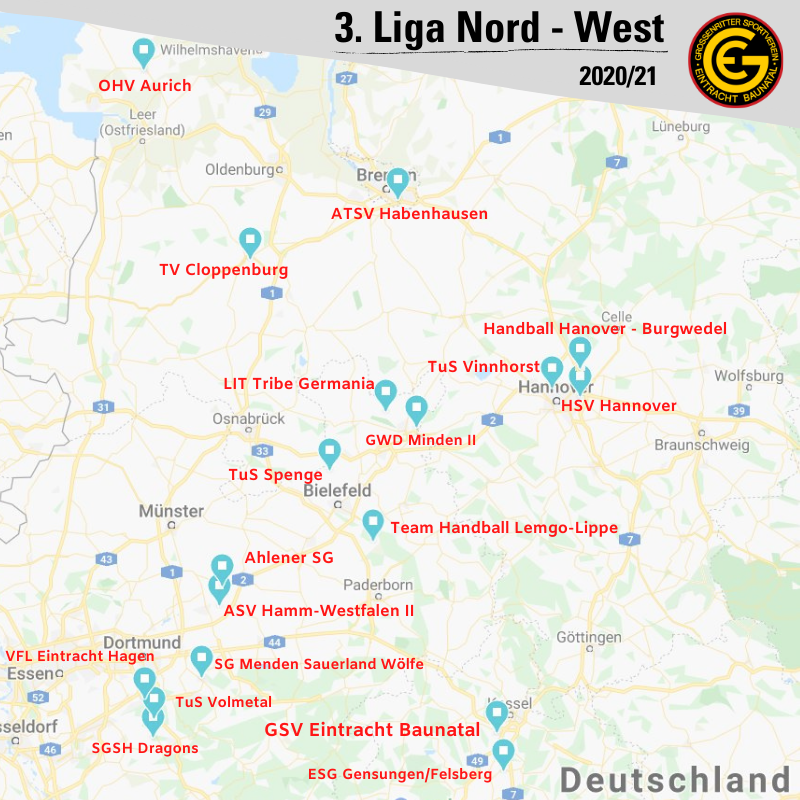 3. Liga Nord-West - Die Spielorte